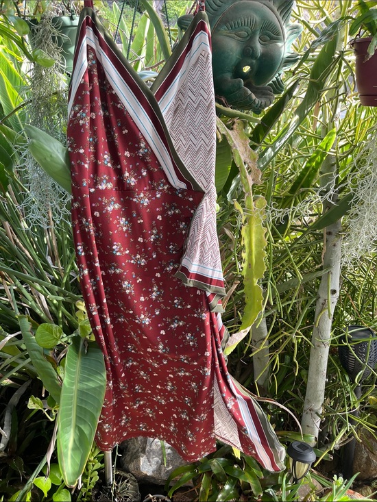 Cato Dresses & Skirts - Cato Burgundy Floral & Stripe Summer Dress